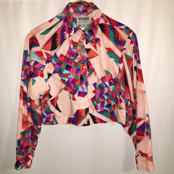 Vintage Tops - VINTAGE | MEDIUM | WRANGLER | LONG SLEEVE CROP TOP